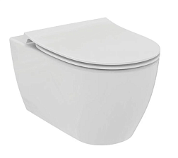 Подвесной унитаз I.LIFE O 34х53 см, смыв hydrotwist, крепление easyfix+, безободковый, с сиденьем, тихий смыв 763328 Ideal Standard 