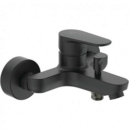 Настенный смеситель Cerafine О матовый, неповоротный излив, с выходом на душ (без лейки), чёрный цвет BC500XG Ideal Standard 