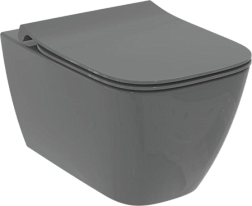 Подвесной унитаз I.life B 36х54,5 см, микролифт, быстросъемное, серый цвет, безободковый, с сиденьем T533058 Ideal Standard 