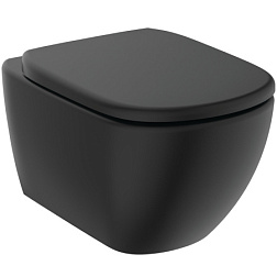 Подвесной унитаз Tesi 36,5х53,5 см, черный матовый, безободковый, с сиденьем T5361V3 Ideal Standard 