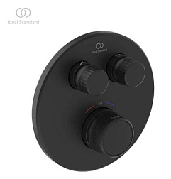 Лицевая часть встраиваемого смесителя Ceratherm Navigo матовый, round, термостат, 2 функции, чёрный цвет A7296XG Ideal Standard 