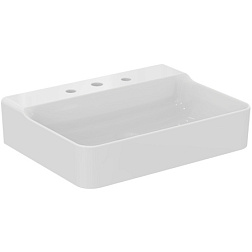 Подвесная раковина Conca 60х45х14,5 см, с 3 отверстиями под смеситель, без отверстия перелива, санфарфор, с отв. под смеситель T379101 Ideal Standard 