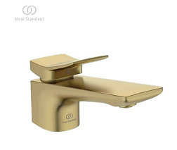 Смеситель для умывальника Conca неповоротный излив, золото шлифованное, с донным клапаном BC753A2 Ideal Standard 