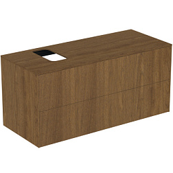 Модуль под раковину Conca 120х50,5х55 см, вырез в столешнице под заказ, темный орех, система push-to-open T3944Y5 Ideal Standard 