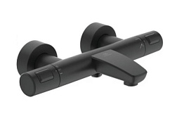 Настенный смеситель Ceratherm T25  матовый, неповоротный излив, с выходом на душ (без лейки), чёрный цвет, термостат A7544XG Ideal Standard 