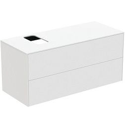 Модуль под раковину Conca 120х50,5х55 см, вырез в столешнице под заказ, белый матовый, система push-to-open T3944Y1 Ideal Standard 