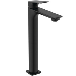 Высокий смеситель на столешницу CeraLife C 29,5 см, матовый, высота до излива 24 см, неповоротный излив, чёрный цвет, с донным клапаном, холодный старт BE051XG Ideal Standard 