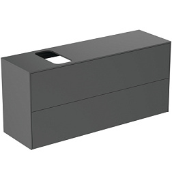 Модуль под раковину Conca 120х37,3х55 см, 2 ящика, вырез в столешнице под заказ, антрацит матовый, система push-to-open T3950Y2 Ideal Standard 