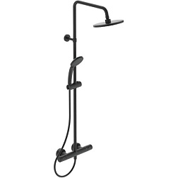 Душевая система без излива Ceratherm T25  матовый, 1 режим, 20 см, round, чёрный цвет, термостат, верхний душ, с лейкой A7545XG Ideal Standard 